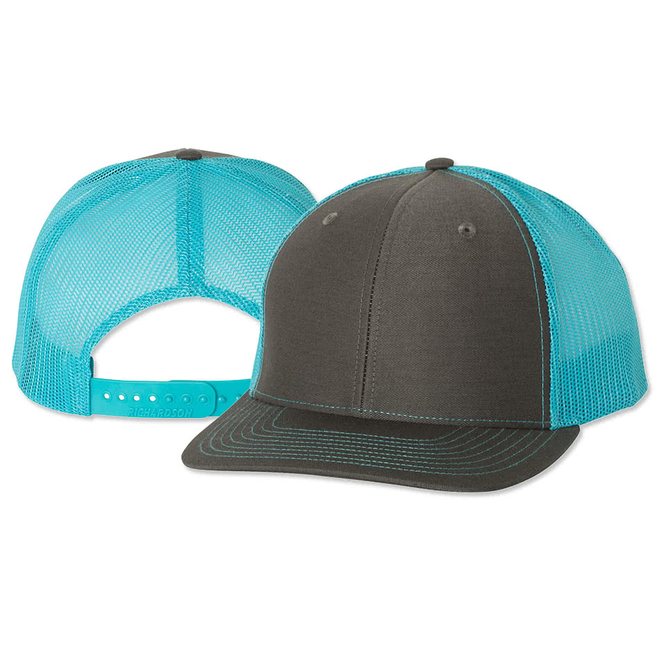 Custom Trucker Hat Richardson Cotton Soft Mesh Cap Snaps Custom Trucker Hat Richardson Cotton Soft Mesh Cap Snaps